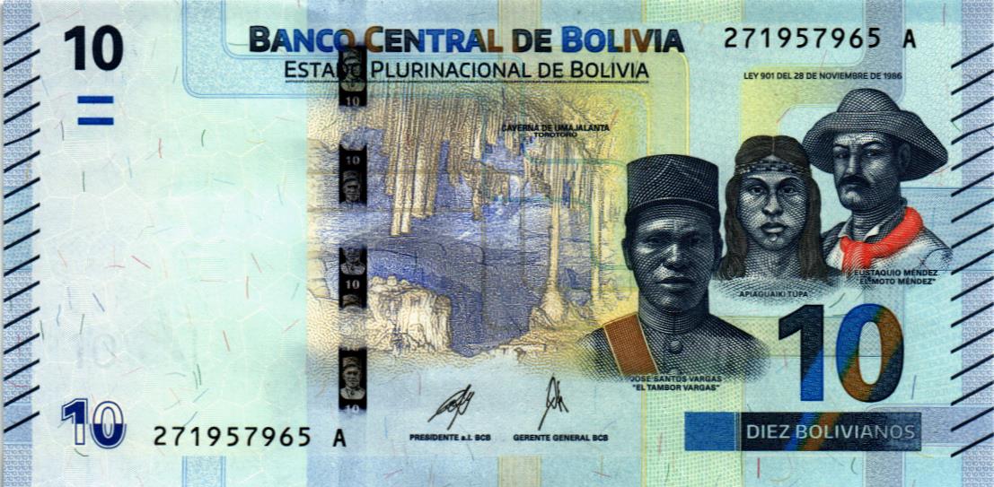 БОЛИВИЯ 10 БОЛИВИАНО мини 1