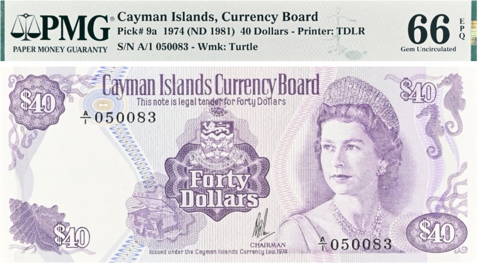 КАЙМАНОВЫ ОСТРОВА 40 ДОЛЛАРОВ (PMG - GRADE 66) мини 1