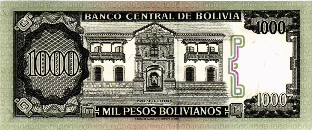 БОЛИВИЯ 1000 БОЛИВИАНОС мини 2