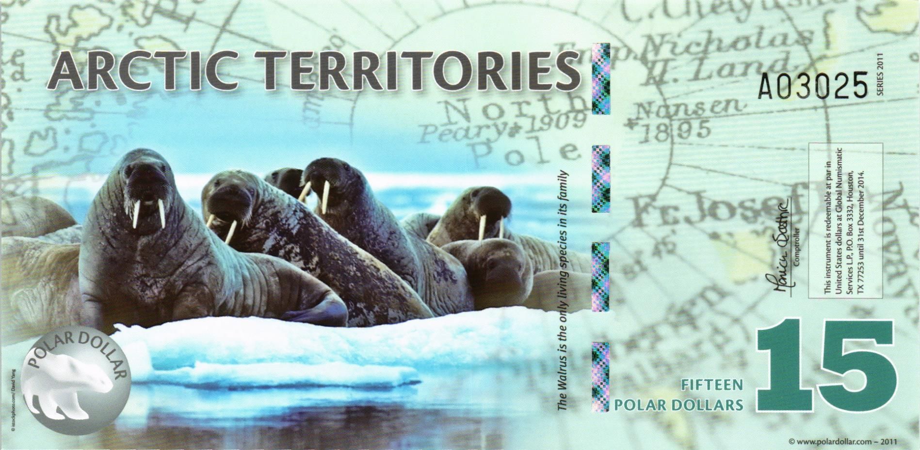 АРКТИЧЕСКИЕ ТЕРРИТОРИИ 15 ДОЛЛАРОВ