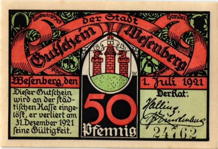 ГЕРМАНИЯ 50 ПФЕННИГОВ (НОТГЕЛЬД)