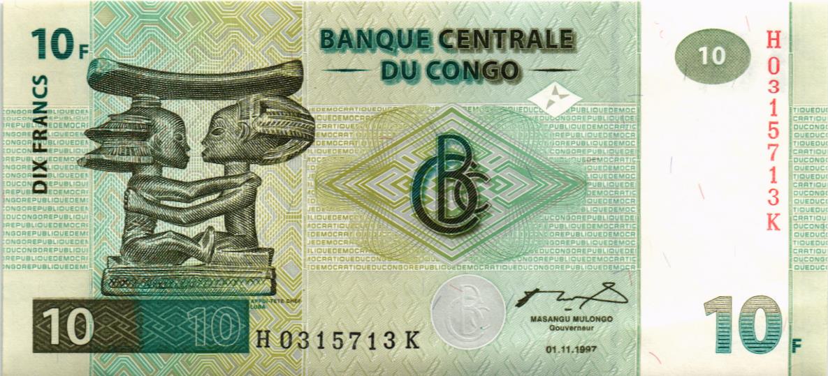 КОНГО ДР 10 ФРАНКОВ мини 1