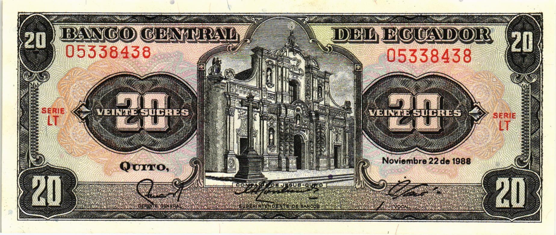 ЭКВАДОР 20 CУКРКЕ