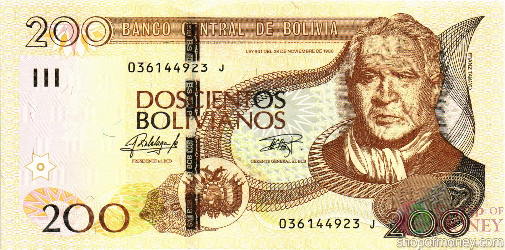 БОЛИВИЯ 200 БОЛИВИАНО