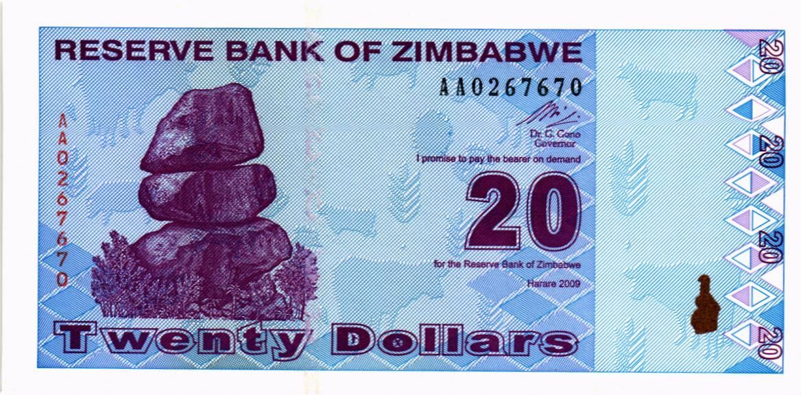 ЗИМБАБВЕ 20 ДОЛЛАРОВ