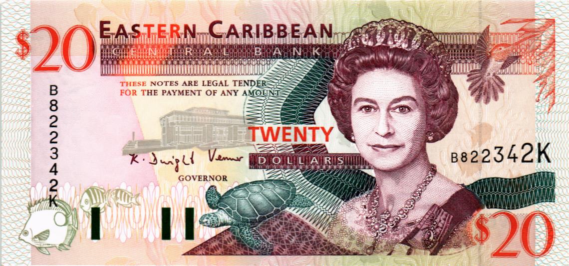 ВОСТОЧНЫЕ КАРИБЫ 20 ДОЛЛАРОВ (K - СЕНТ КИТС)