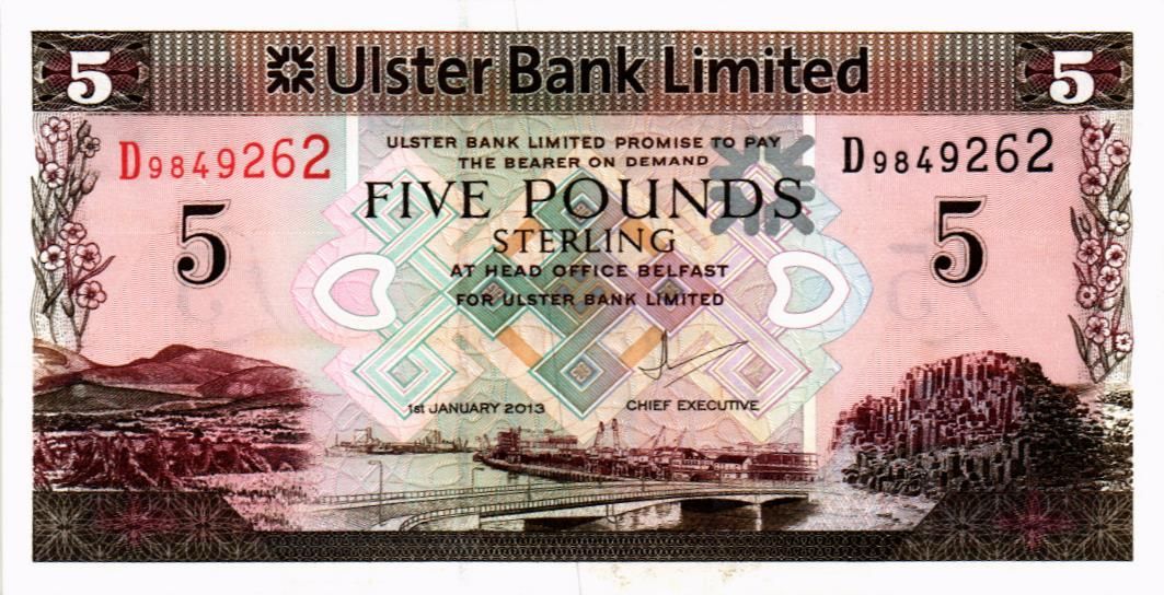 СЕВЕРНАЯ ИРЛАНДИЯ 5 ФУНТОВ (ULSTER BANK)