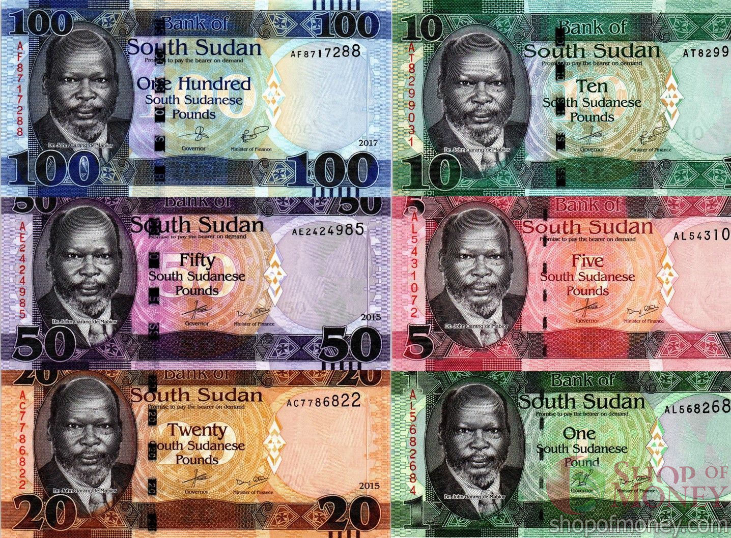 ЮЖНЫЙ СУДАН 1 5 10 20 50 100 ФУНТОВ