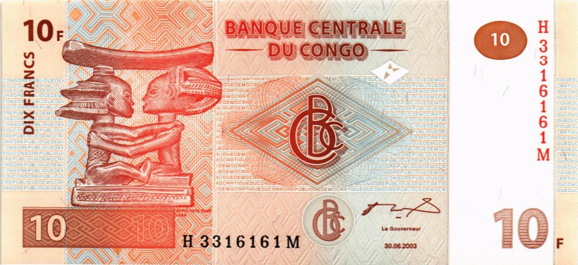 КОНГО ДР 10 ФРАНКОВ