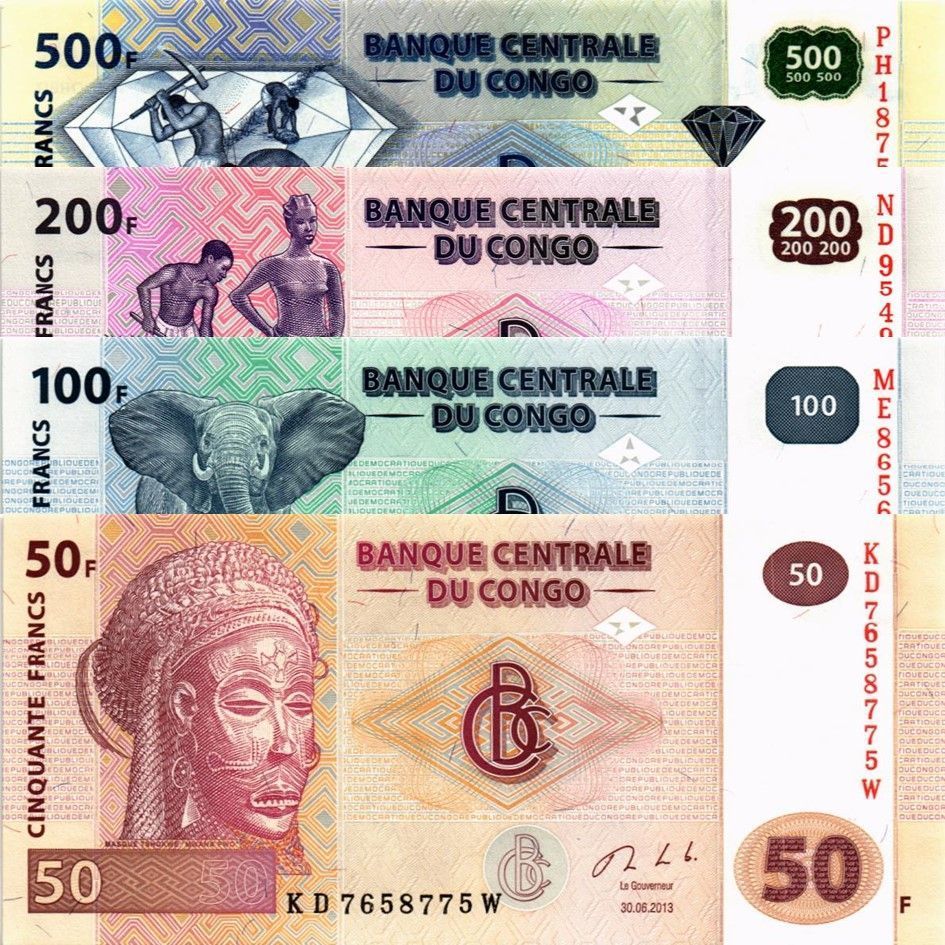 КОНГО ДР НАБОР 500-200-100-50 ФРАНКОВ