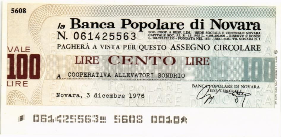 ИТАЛИЯ 100 ЛИР (ЧЕК)