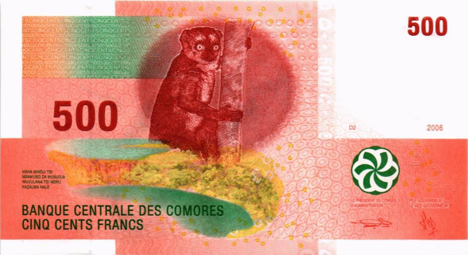 КОМОРСКИЕ ОСТРОВА 500 ФРАНКОВ