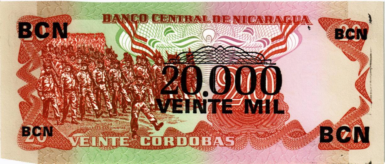 НИКАРАГУА 20000 КОРДОБА (НАДПЕЧАТКА) мини 2