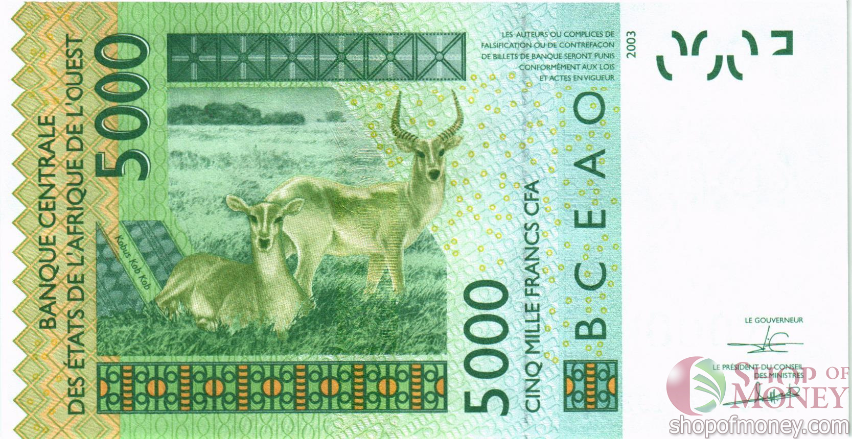 КОТ-Д'ИВУАР 5000 ФРАНКОВ мини 2