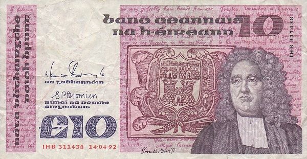 внешнее оформление дензнаков ирландцев 1990 годы