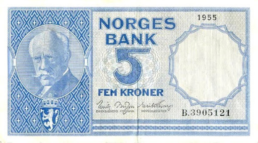 пять NOK купюра аверс