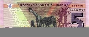 ЗИМБАБВЕ 5 ДОЛЛАРОВ 2