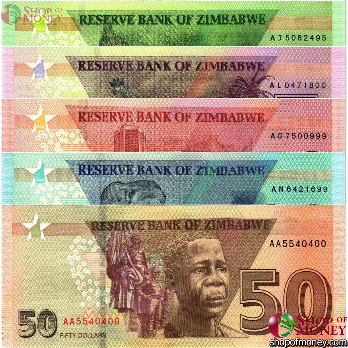 ЗИМБАБВЕ 2-5-10-20-50 ДОЛЛАРОВ 2