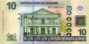 СУРИНАМ 10 ДОЛЛАРОВ 1