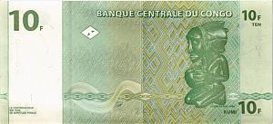 КОНГО ДР 10 ФРАНКОВ 2