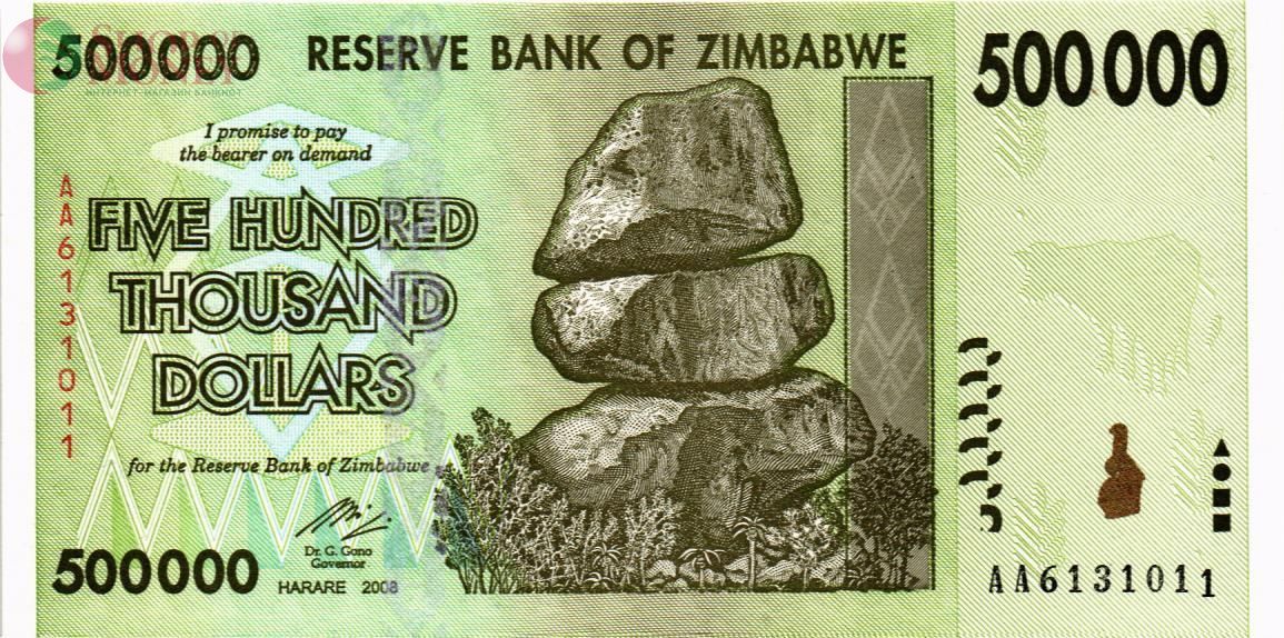 ЗИМБАБВЕ 500000 ДОЛЛАРОВ 1