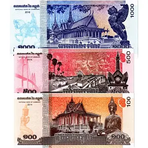 КАМБОДЖА НАБОР 1000 500 100 РИЕЛЬ 2