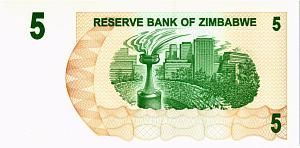 ЗИМБАБВЕ 5 ДОЛЛАРОВ 2