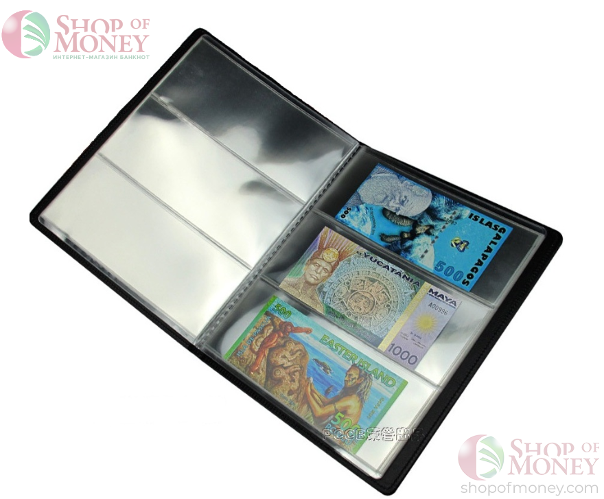 АЛЬБОМ ДЛЯ КОЛЛЕКЦИОНИРОВАНИЯ БАНКНОТ НА 20 ЛИСТОВ С 3 ОТДЕЛЕНИЯМИ 3