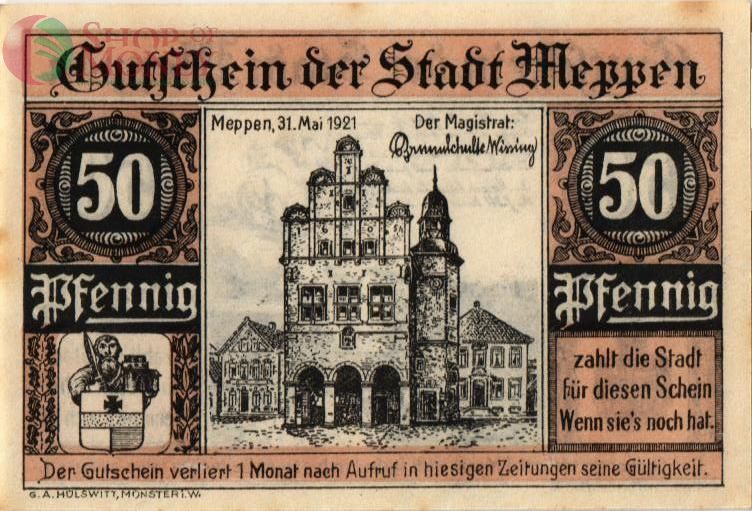 ГЕРМАНИЯ 50 ПФЕННИГОВ (НОТГЕЛЬД) 1