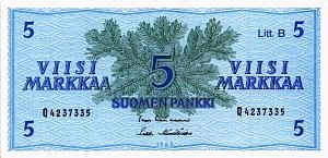 ФИНЛЯНДИЯ 5 МАРОК (Litt. B) 1
