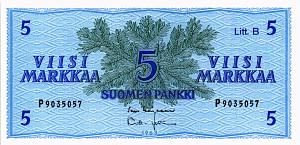 ФИНЛЯНДИЯ 5 МАРОК (Litt. B) 1