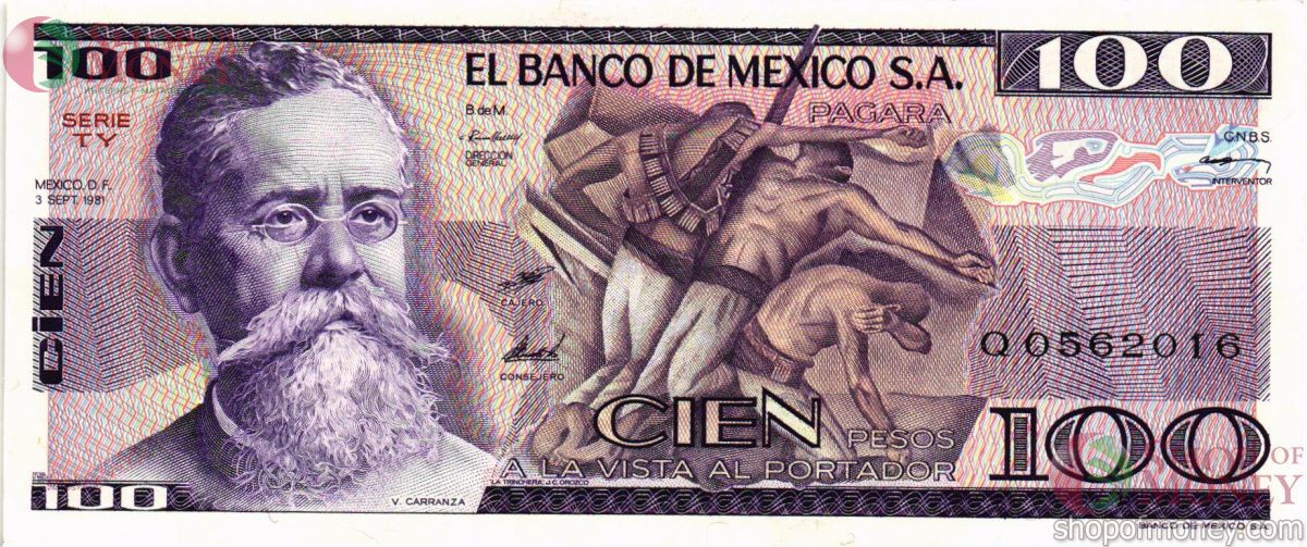 МЕКСИКА 100 ПЕСО (-TY- СЕРИЯ) 1