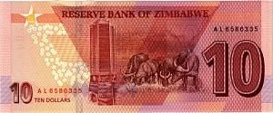 ЗИМБАБВЕ 10 ДОЛЛАРОВ 2