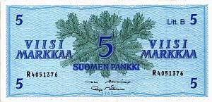 ФИНЛЯНДИЯ 5 МАРОК (Litt. B) 1