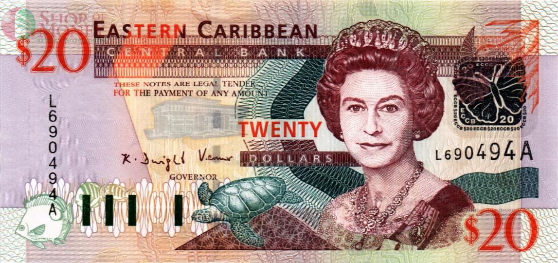ВОСТОЧНЫЕ КАРИБЫ 20 ДОЛЛАРОВ (A - АНТИГУА) 1