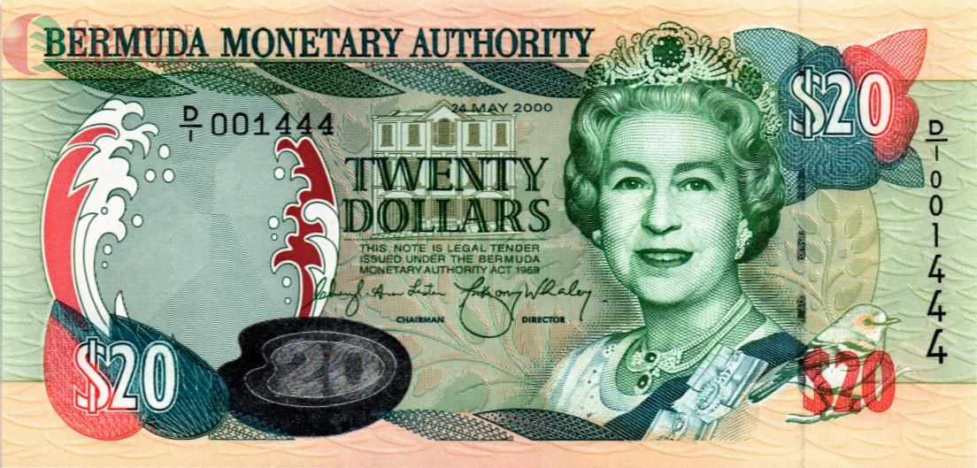 БЕРМУДСКИЕ ОСТРОВА 20 ДОЛЛАРОВ (ГОЛОГРАММА #1) 1