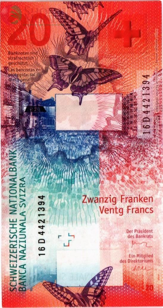 ШВЕЙЦАРИЯ 20 ФРАНКОВ 2