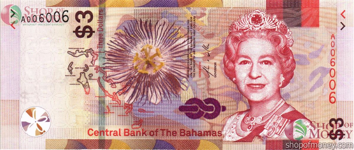 БАГАМСКИЕ ОСТРОВА 3 ДОЛЛАРА #A006006 1