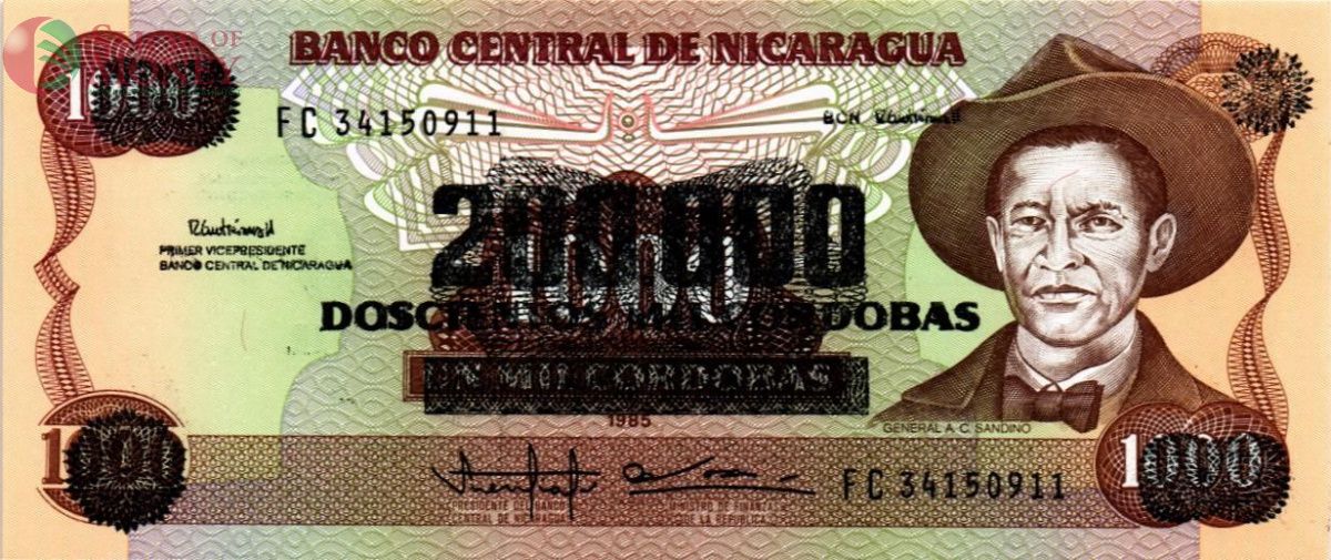 НИКАРАГУА 200000 КОРДОБА (НАДПЕЧАТКА) 1