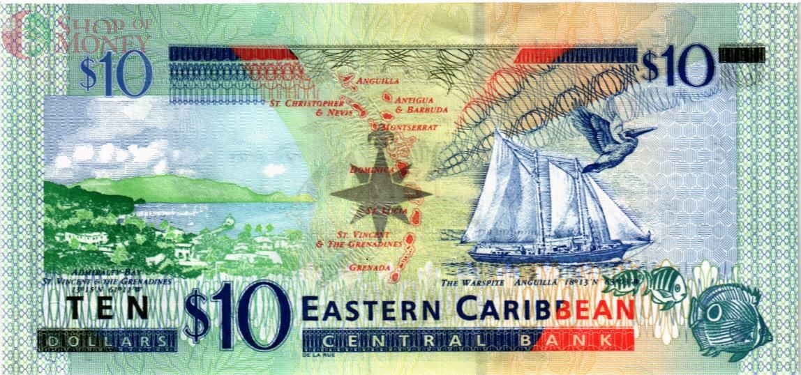 ВОСТОЧНЫЕ КАРИБЫ 10 ДОЛЛАРОВ (V - СЕНТ ВИНСЕНТ) 2