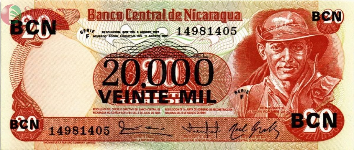 НИКАРАГУА 20000 КОРДОБА (НАДПЕЧАТКА) 1