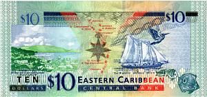 ВОСТОЧНЫЕ КАРИБЫ 10 ДОЛЛАРОВ (V - СЕНТ ВИНСЕНТ) 2