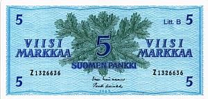 ФИНЛЯНДИЯ 5 МАРОК (Litt. B) 1