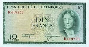 ЛЮКСЕМБУРГ 10 ФРАНКОВ 1