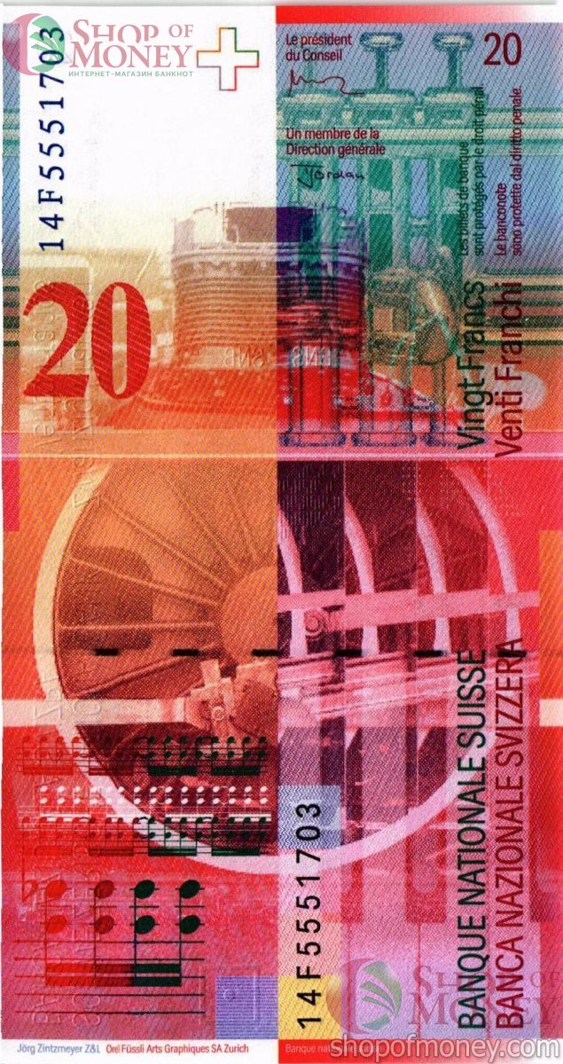 ШВЕЙЦАРИЯ 20 ФРАНКОВ 2