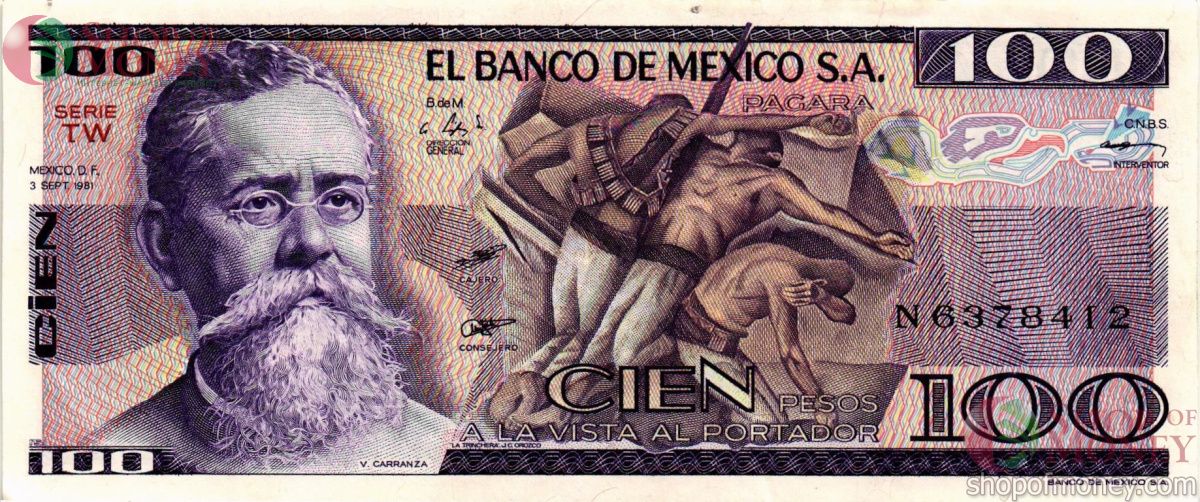 МЕКСИКА 100 ПЕСО (-TW- СЕРИЯ) 1