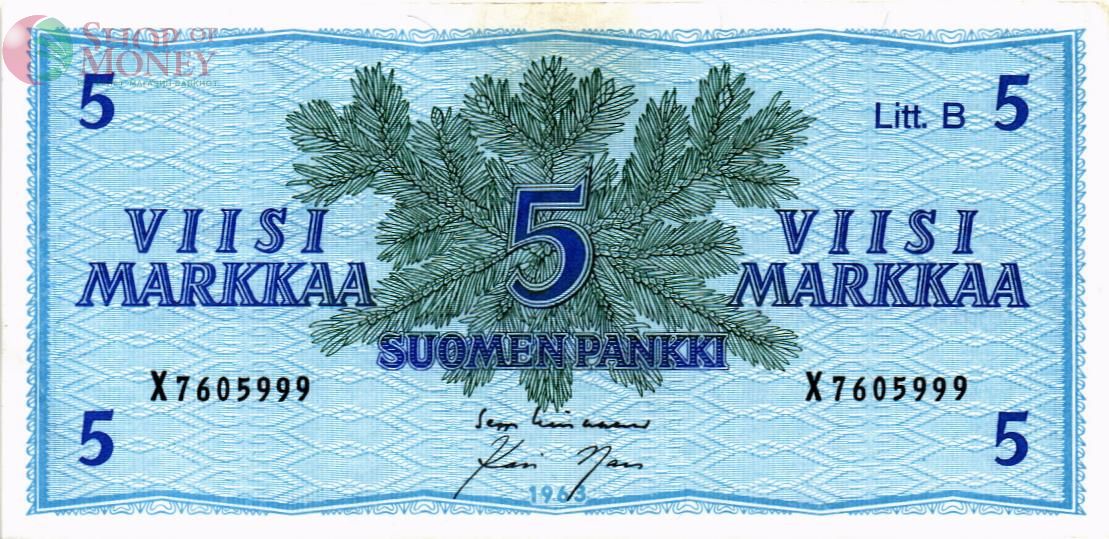 ФИНЛЯНДИЯ 5 МАРОК (Litt. B) 1