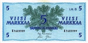 ФИНЛЯНДИЯ 5 МАРОК (Litt. B) 1