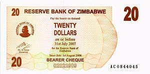 ЗИМБАБВЕ 20 ДОЛЛАРОВ 1