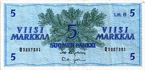 ФИНЛЯНДИЯ 5 МАРОК (Litt. B) 1